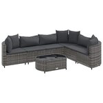 vidaXL Salon de jardin avec coussins 7 Pièces gris résine tressée