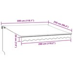 vidaXL Auvent manuel rétractable avec LED anthracite blanc 300x250 cm