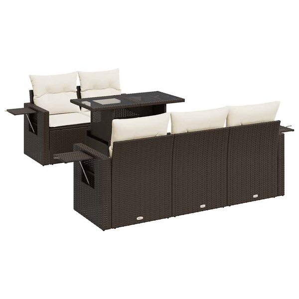 vidaXL Salon de jardin avec coussins 6 Pièces marron résine tressée