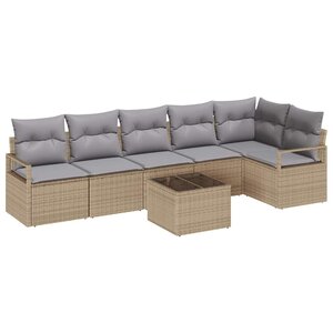 vidaXL Ensemble de canapé de jardin 7 Pièces Beige  Gris clair