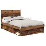 vidaXL Cadre de lit avec tiroir Bois ancien 135 x 190 cm Pin massif