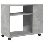 vidaXL Table d'appoint avec roues gris béton bois d'ingénierie