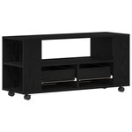 vidaXL Meuble TV avec roulettes chêne noir bois d'ingénierie