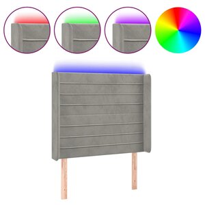 vidaXL Tête de lit à LED Gris clair 83x16x118/128 cm Velours