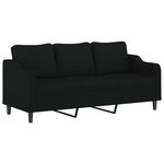 vidaXL Canapé à 3 places Noir 180 cm Tissu