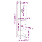 vidaXL Buffet haut Chêne fumé 34 5x34x180 cm Bois d'ingénierie