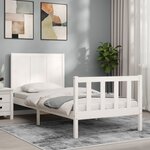 vidaXL Cadre de lit avec tête de lit blanc petit simple bois massif