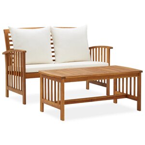 vidaXL Salon de jardin 2 Pièces avec coussins bois d'acacia solide