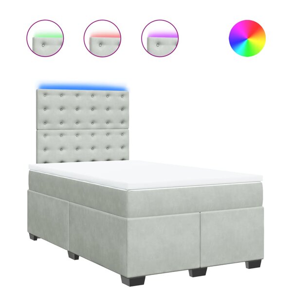 vidaXL Sommier à lattes de lit et matelas Gris clair 120x200cm Velours