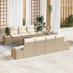 vidaXL Ensemble de canapé de jardin avec coussin 8 Pièces Beige polyrotin