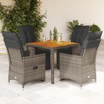 vidaXL Ensemble de bistro de jardin 5 Pièces coussins gris poly rotin
