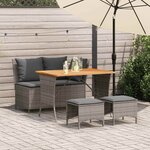 vidaXL Ensemble à manger jardin 4Pièces et coussins Gris Résine tressée