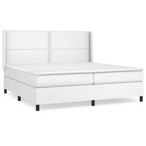 vidaXL Sommier à lattes de lit avec matelas Blanc 200x200cm Similicuir