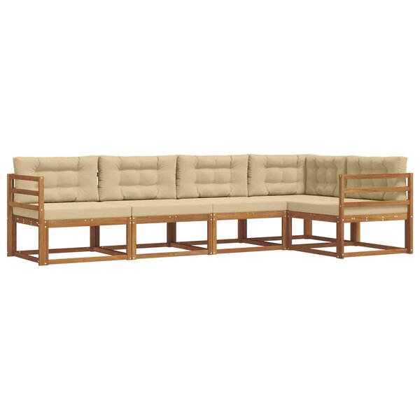 vidaXL Ensemble de canapés d'extérieur 5 Pièces Naturel et Beige