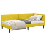 vidaXL Cadre de lit d'angle Jaune 90 x 200 cm Velours