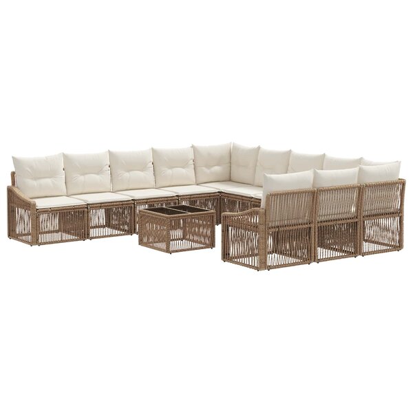 vidaXL Ensemble de canapé de jardin 12 Pièces Beige polyrotin