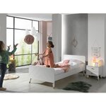 Billy Lit blanc satin 90x200cm + Chevet blanc satin