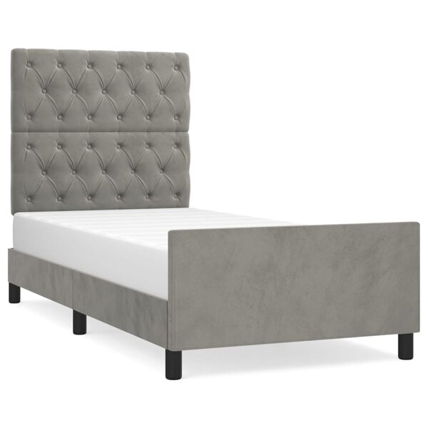 vidaXL Cadre de lit avec tête de lit Gris clair 80x200 cm Velours