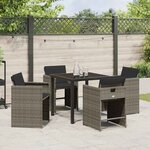 vidaXL Ensemble de salle à manger pour jardin 5 Pièces Gris polyrotin