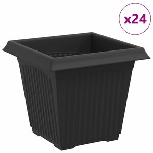 vidaXL Pot de Fleurs Carré 24 pc Noir 16 x 16 x 14 cm Plastique