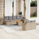 vidaXL Salon de jardin et coussins 10 Pièces mélange beige résine tressée