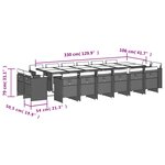 vidaXL Ensemble à manger de jardin et coussins 17 Pièces marron rotin