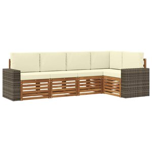 vidaXL Ensemble de canapés d'extérieur 5 pc Naturel et Crème Polyester