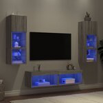 vidaXL Unités murales TV avec LED 6 Pièces gris sonoma bois d'ingénierie