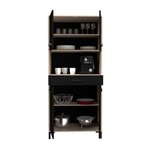 Buffet de cuisine FACTORY - chêne et noir - 2 portes + 1 tiroir - Modulable - 80 x 43 3 x 185 cm