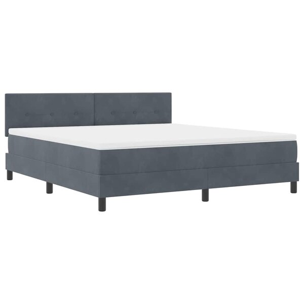 vidaXL Lit à ressorts avec matelas Gris foncé 180 x 200 cm Velours