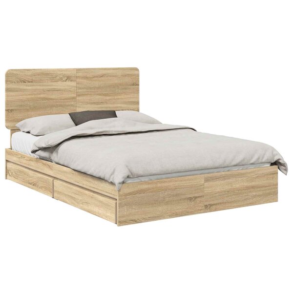 vidaXL Lit de Rangement Chêne Sonoma 140 x 190 cm Bois d'ingénierie