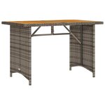 vidaXL Table de jardin avec dessus en bois gris 110x68x70 cm rotin