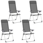 vidaXL Chaises de camping pliables lot de 4 Gris Aluminium