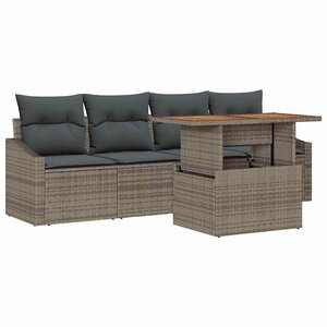vidaXL Ensemble de canapé de jardin 5 Pièces Gris Poly rotin