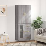 vidaXL Buffet haut Sonoma gris 69 5x34x180 cm Bois d'ingénierie