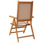 vidaXL Chaises inclinables de jardin lot de 8 taupe tissu bois massif