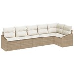vidaXL Ensemble de canapé de jardin 6 Pièces Beige Poly rotin