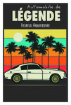 Carte Heureux Anniversaire avec Enveloppe - Mini Posters Format 17x11 5cm - Automobile de Légende Voiture de Course Sport Palmiers Soleil Rétro Vintage - Fabriquée en France