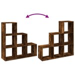 vidaXL Étagère séparatrice de pièce à 3 niveaux chêne fumé 99x29x99 cm