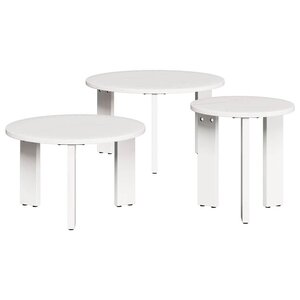 vidaXL Table basse 3 Pièces Blanc Bois massif en pin
