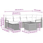 vidaXL Ensemble de Canapés de Jardin 7 Pièces avec Coussins Beige en Poly Rattan