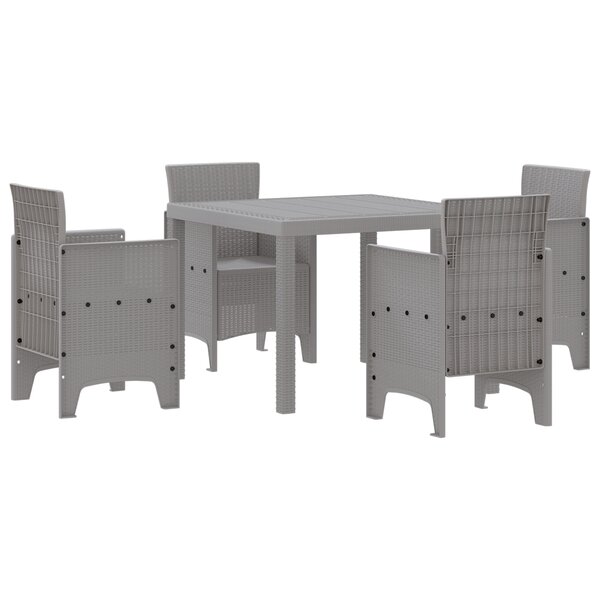vidaXL Ensemble salle à manger jardin 5 pièces gris clair en poly rotin