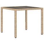 vidaXL Ensemble à manger de jardin et coussins 3 Pièces beige rotin verre