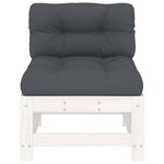 vidaXL Canapé central avec coussins blanc bois de pin massif