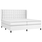 vidaXL Sommier à lattes de lit avec matelas Blanc 200x200cm Similicuir