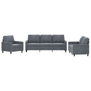 vidaXL Ensemble de canapés 3 Pièces avec coussins Gris foncé Velours