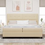 vidaXL Lit à ressorts avec matelas Crème 200 x 200 cm tissu