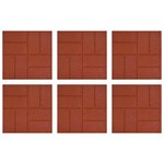 vidaXL Pierre de marchage 6 pièces Rouge 40 5 x 40 5 x 2 cm Caoutchouc