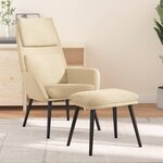vidaXL Chaise de relaxation avec tabouret Crème Tissu