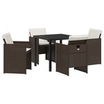 Ensemble de repas de jardin de 5 pièces avec coussins en poly rotin marron vidaXL